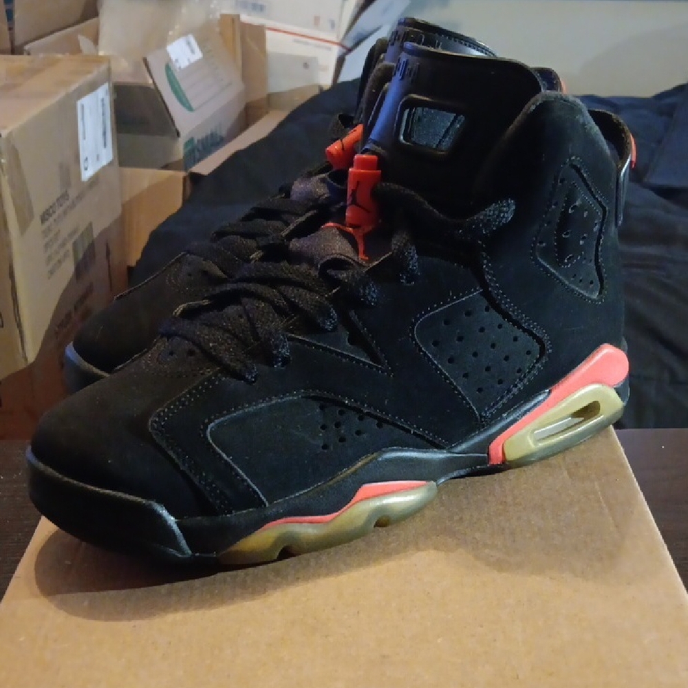 Jordan 6 Retro (GS) Rare 2014 OG Infrared Black Mens 6Y Womens 7.5 EUC - Picture 2 of 9